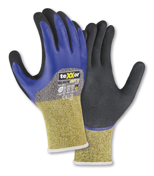 teXXor® Schnittschutz-Strickhandschuhe BLACK CUT® D 3/4 Beschichtung