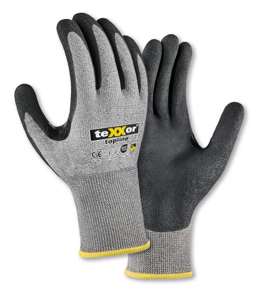 teXXor® topline Schnittschutz-Strickhandschuhe BESANDETE NITRILBESCHICHTUNG