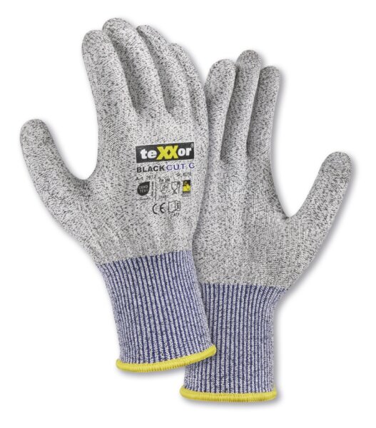 teXXor® Schnittschutz-Strickhandschuhe BLACK CUT® C ohne Beschichtung
