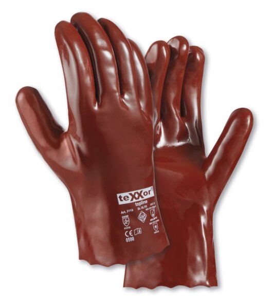 teXXor® topline Chemikalienschutz-Handschuhe PVC ROTBRAUN