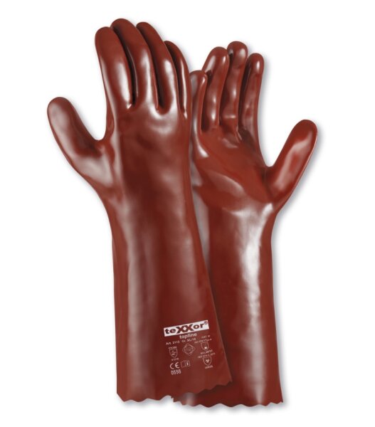teXXor® topline Chemikalienschutz-Handschuhe PVC ROTBRAUN