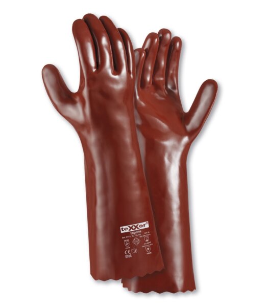 teXXor® topline Chemikalienschutz-Handschuhe PVC ROTBRAUN