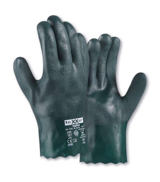 teXXor® topline Chemikalienschutz-Handschuhe PVC GRÜN