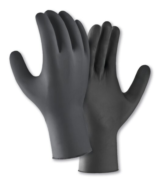 teXXor® Nitril-Einweg-Handschuhe fingerspitzentexturiert schwarz