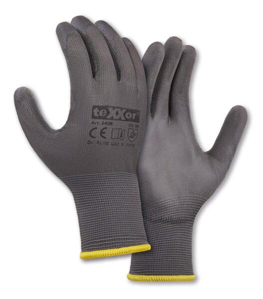 teXXor® Polyester-Strickhandschuhe POLYURETHAN BESCHICHTET